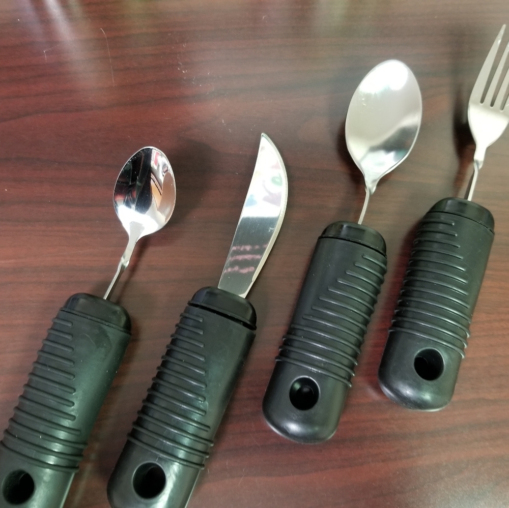 Easy grip utensil set with weighted handles